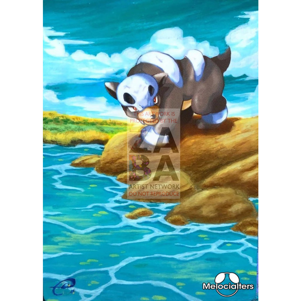 Houndour 87/147 Aquapolis Extended Art Custom Pokemon Card Textless Silver Holographic