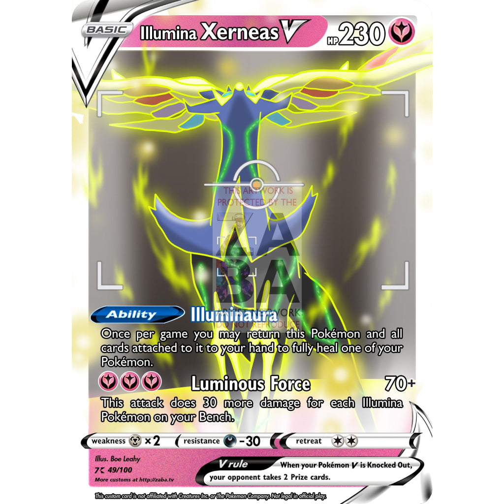 Illumina Xerneas V Custom Pokemon Card - ZabaTV