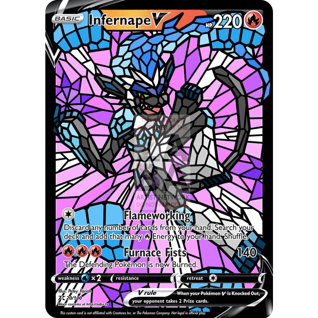 Infernape V Stained-Glass Custom Pokemon Card - ZabaTV