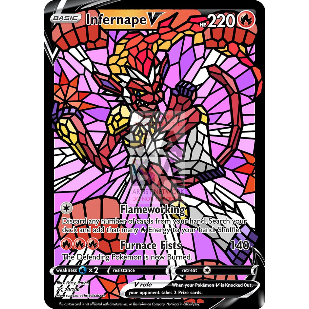 Infernape V Stained-Glass Custom Pokemon Card - ZabaTV