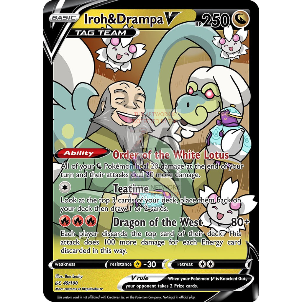 Iroh & Drampa V Custom ATLA x Pokemon Card - ZabaTV