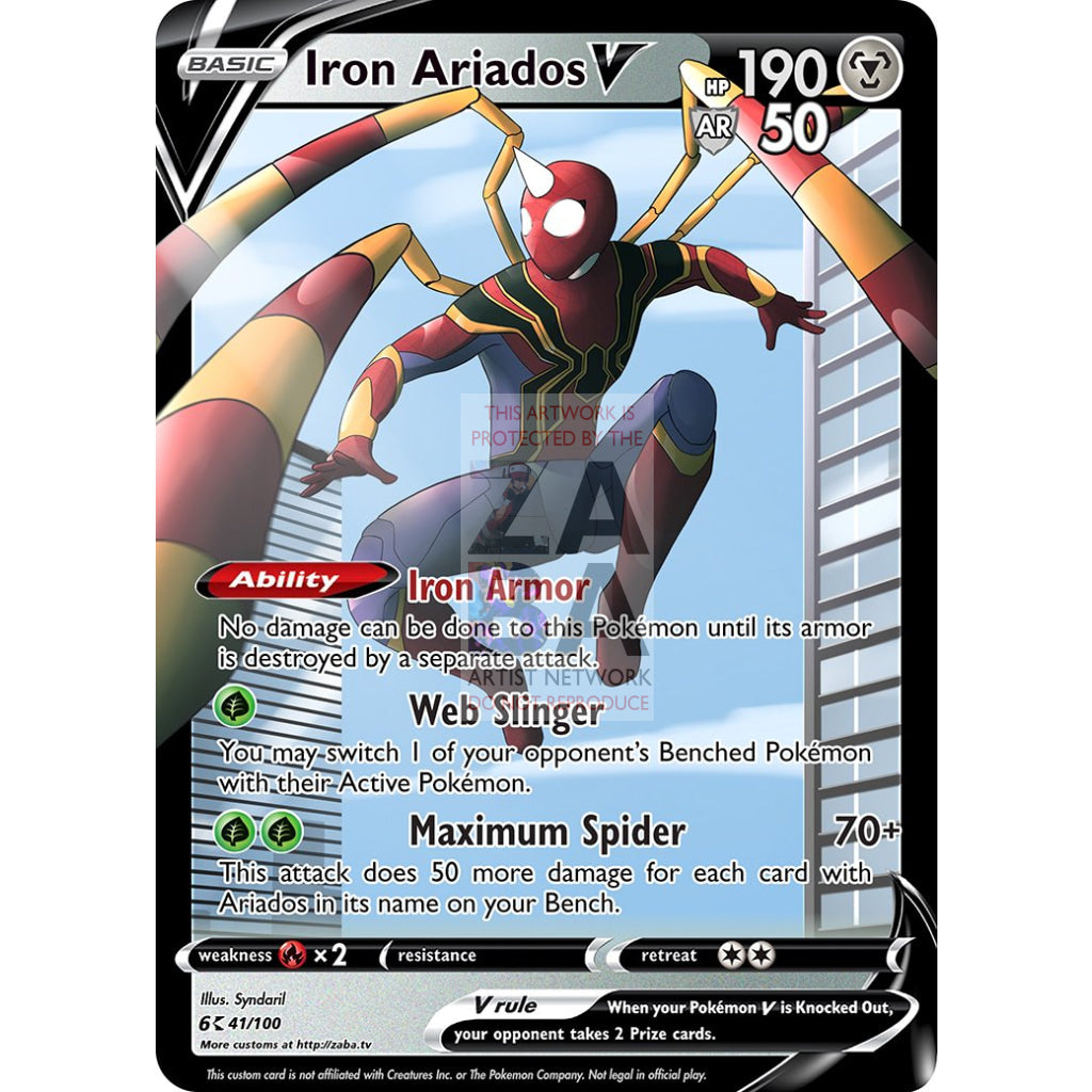 Iron Ariados V Custom Pokemon Card - ZabaTV