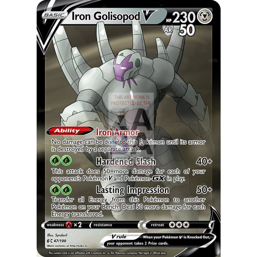 Iron Golisopod V Custom Pokemon Card - ZabaTV