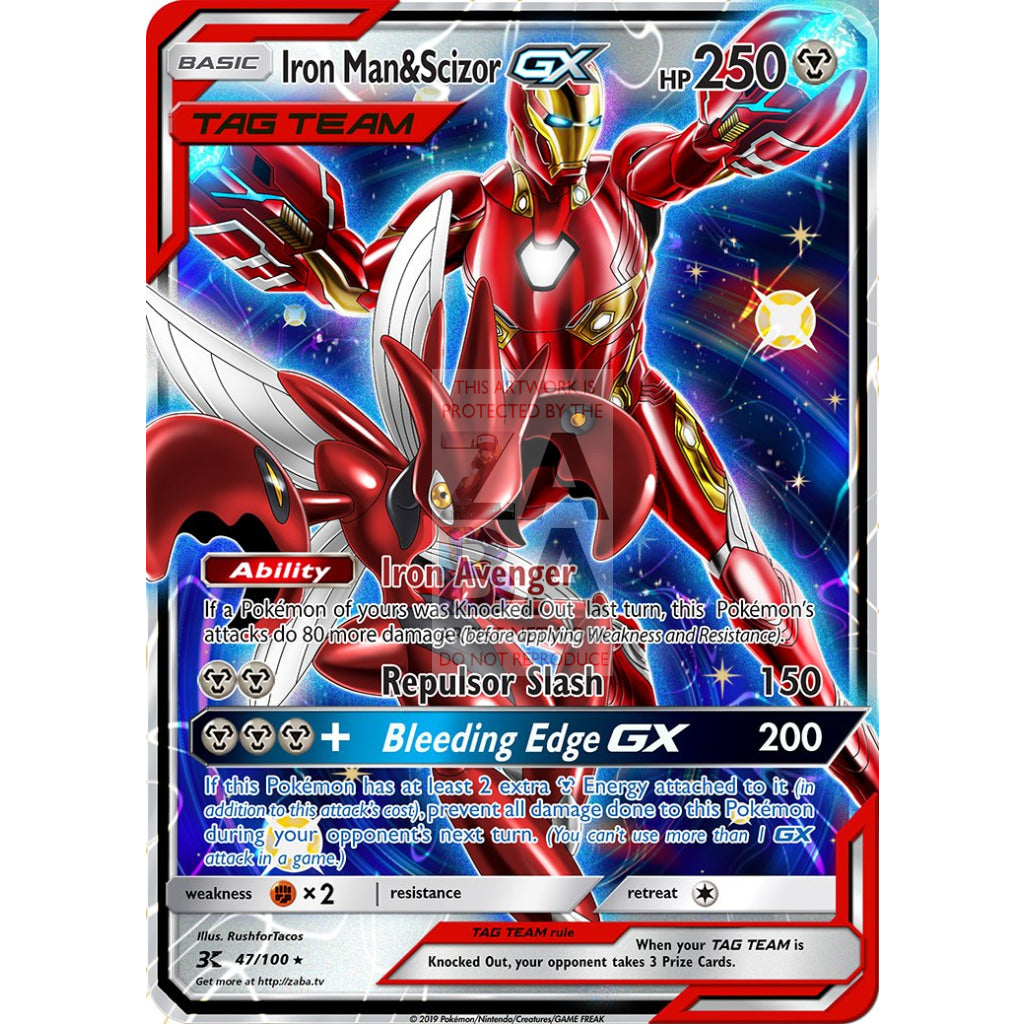 Iron Man&Scizor GX Custom Pokemon Card - ZabaTV