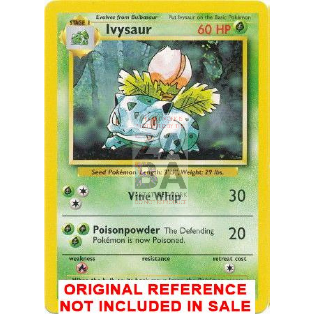 Ivysaur 30/102 Base Set Extended Art with Text Custom Pokemon Card - ZabaTV