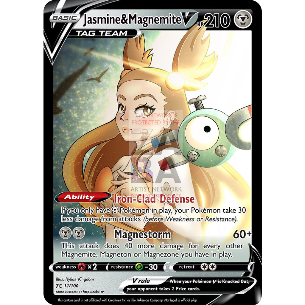 Jasmine & Magnemite V Custom Pokemon Card - ZabaTV