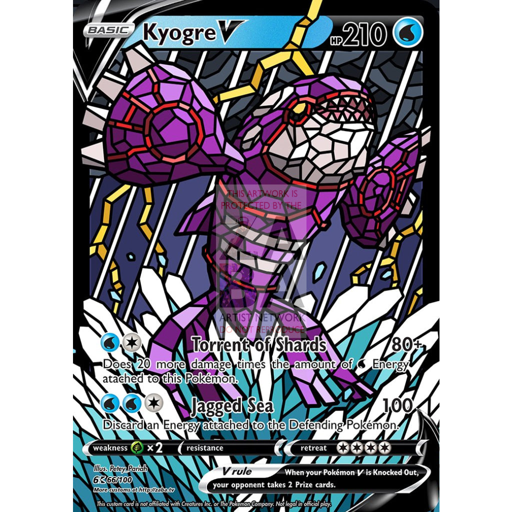 Kyogre V (Stained-Glass) Custom Pokemon Card - ZabaTV