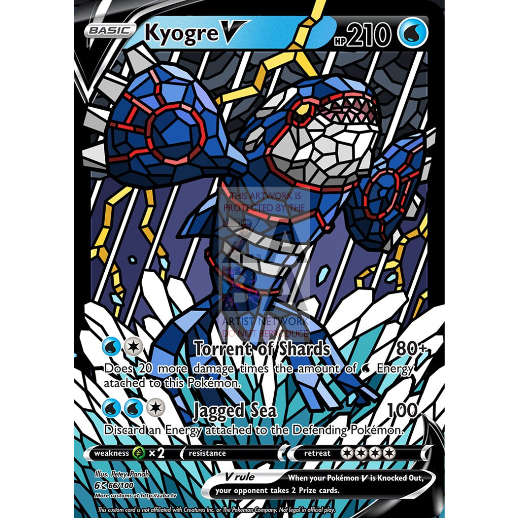 Kyogre V (Stained-Glass) Custom Pokemon Card Standard / With Text Silver Foil
