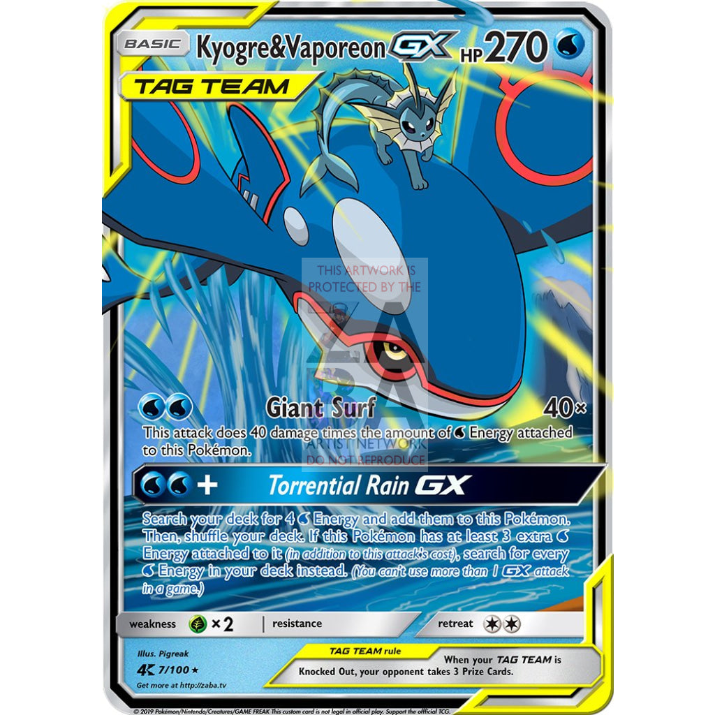 Kyogre & Vaporeon GX Custom Pokemon Card - ZabaTV