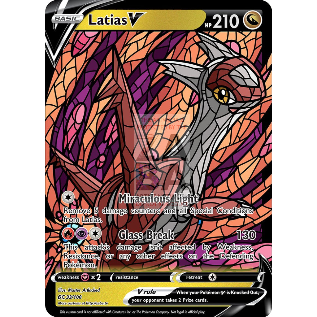 Latias V (Stained-Glass) Custom Pokemon Card - ZabaTV