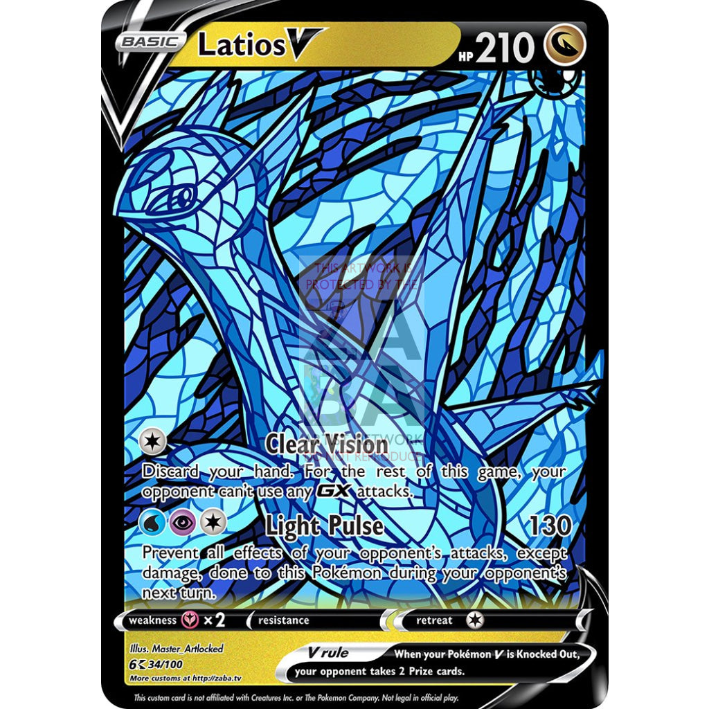 Latios V (Stained-Glass) Custom Pokemon Card - ZabaTV