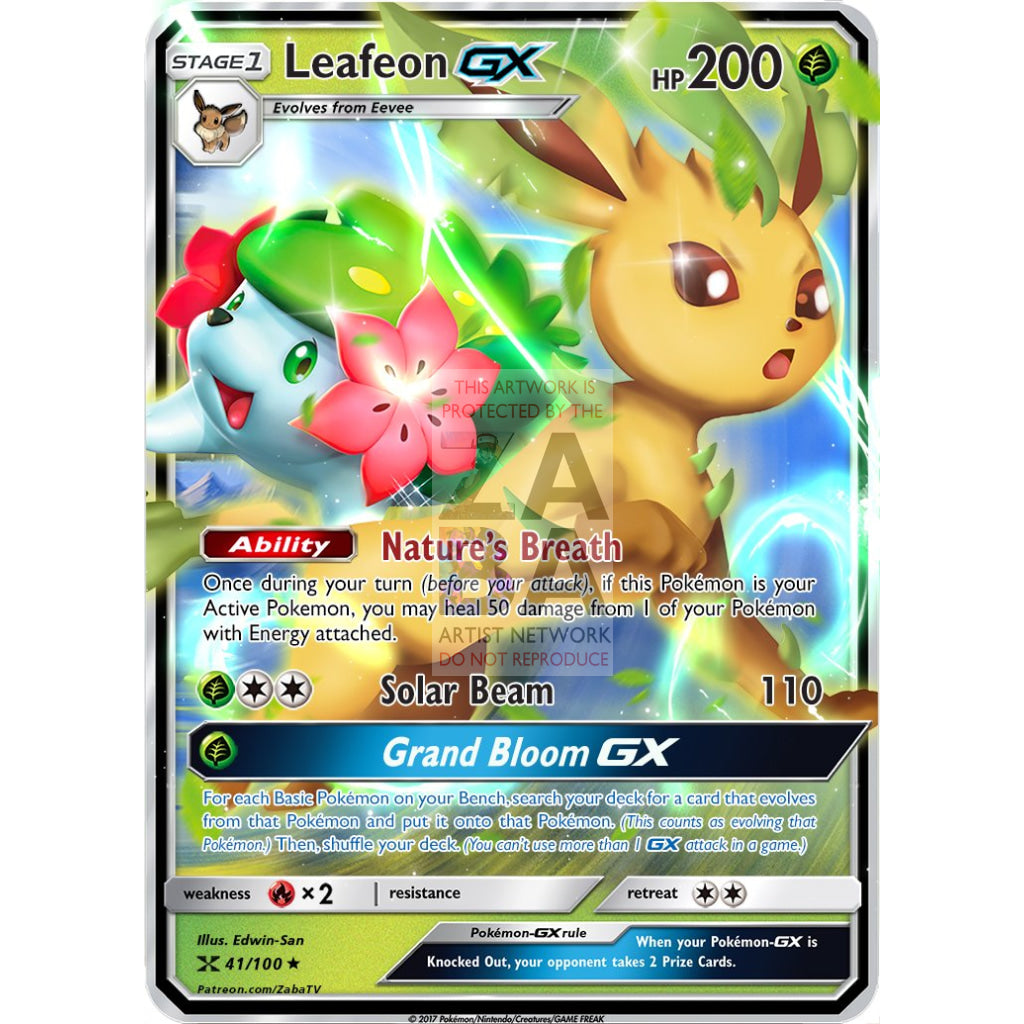 Leafeon GX Custom Pokemon Card - ZabaTV