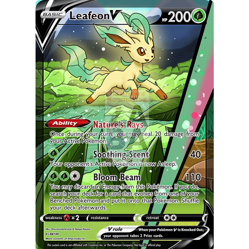 Leafeon V Custom Pokemon Card - ZabaTV