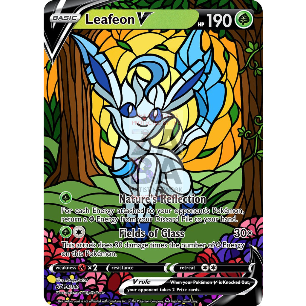 Leafeon V Stained-Glass Custom Pokemon Card - ZabaTV