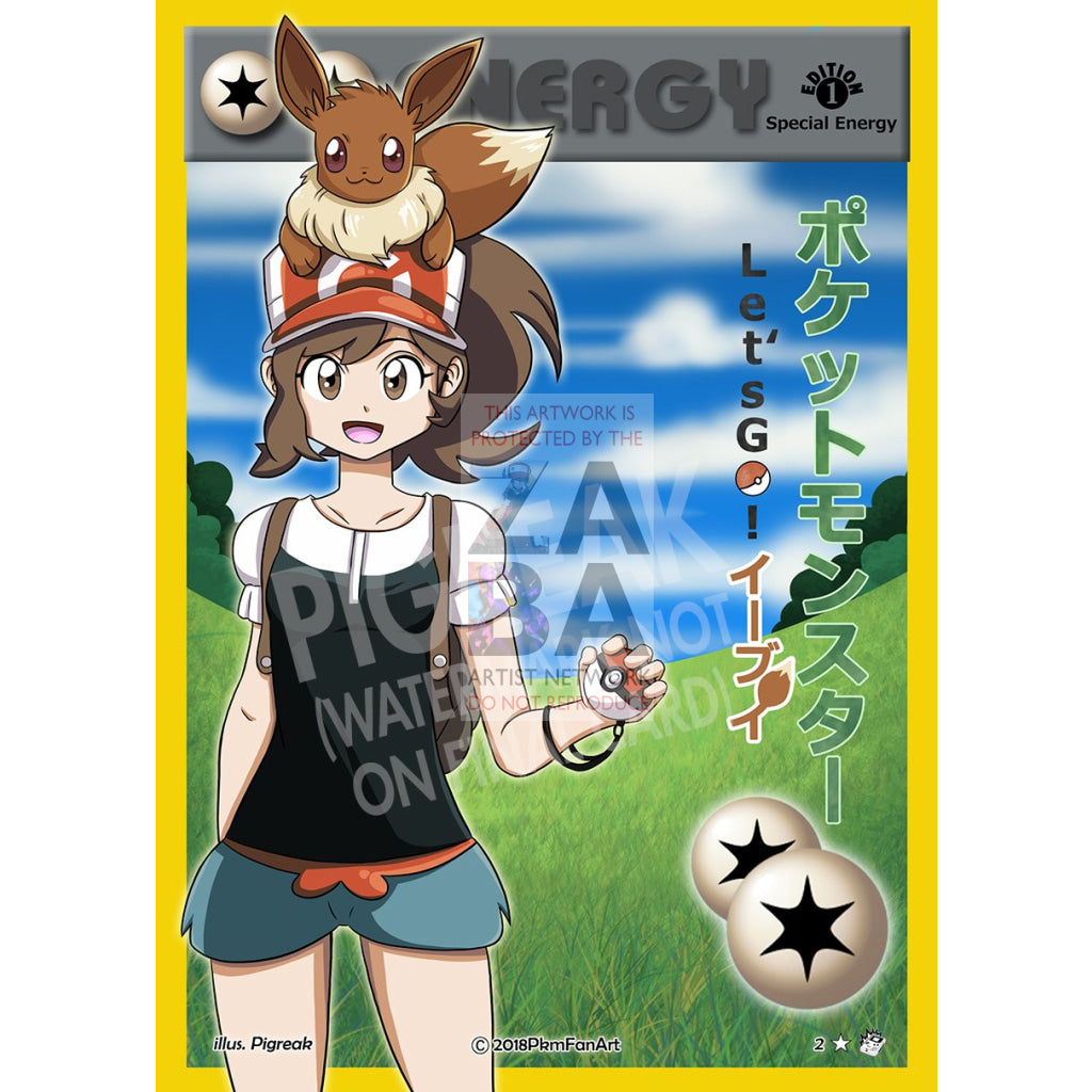 Let's Go Eevee Double Colorless Energy PIGREAK Custom Pokemon Card - ZabaTV