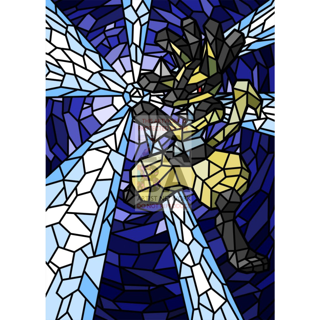 Lucario V (Stained-Glass) Custom Pokemon Card - ZabaTV