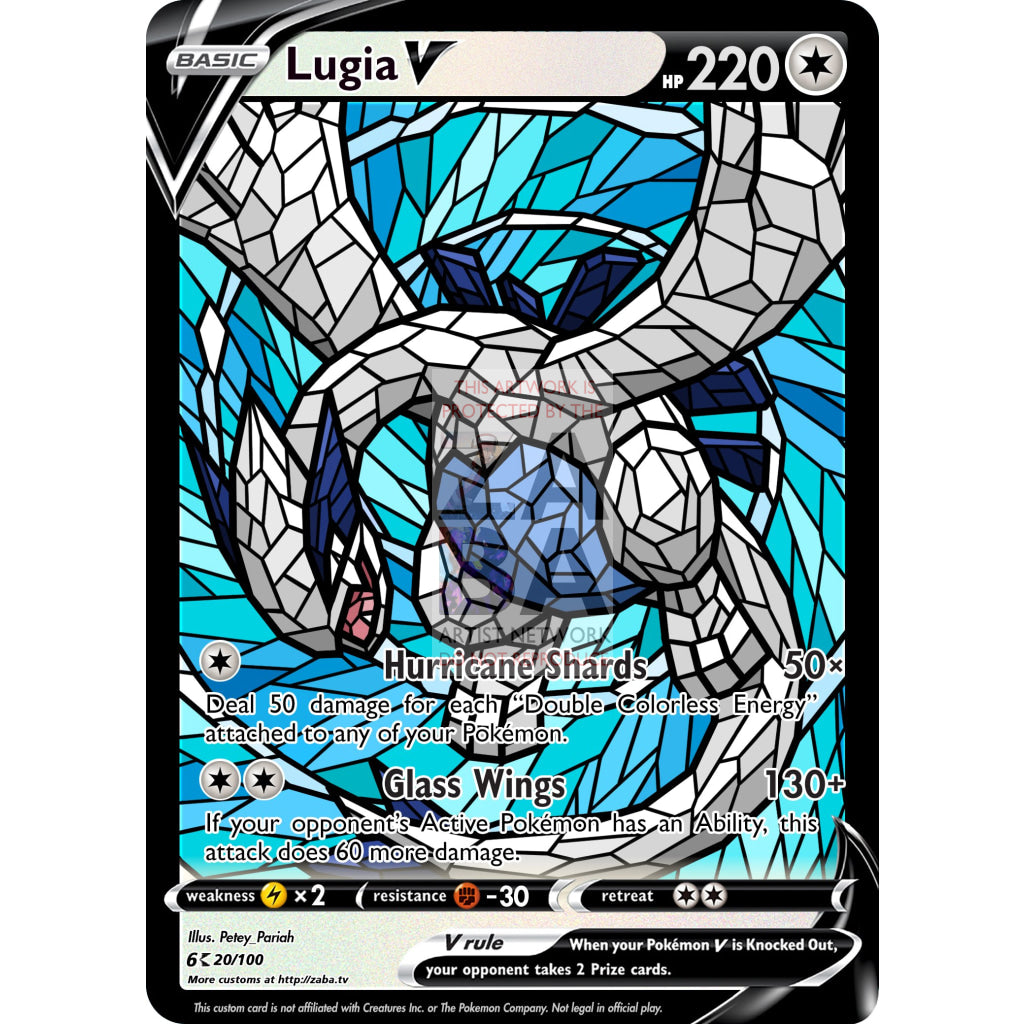 Lugia V (Stained-Glass) Custom Pokemon Card - ZabaTV