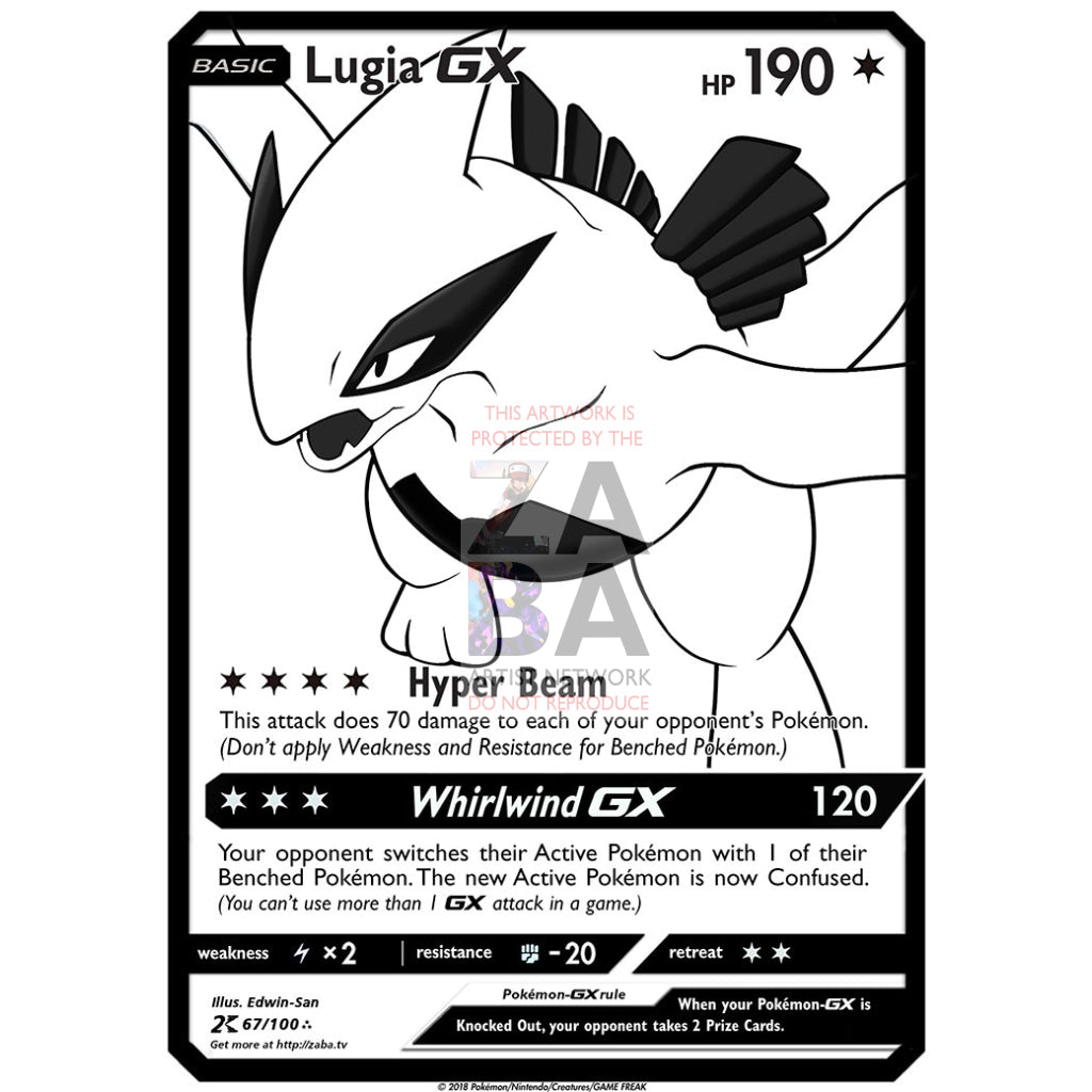 LUXURY SILVER Lugia GX Secret Rare Custom Pokemon Card - ZabaTV