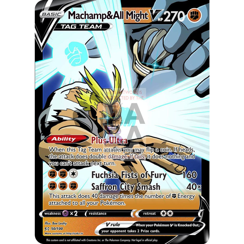 Machamp & All Might V Custom My Hero Academia x Pokemon Card - ZabaTV