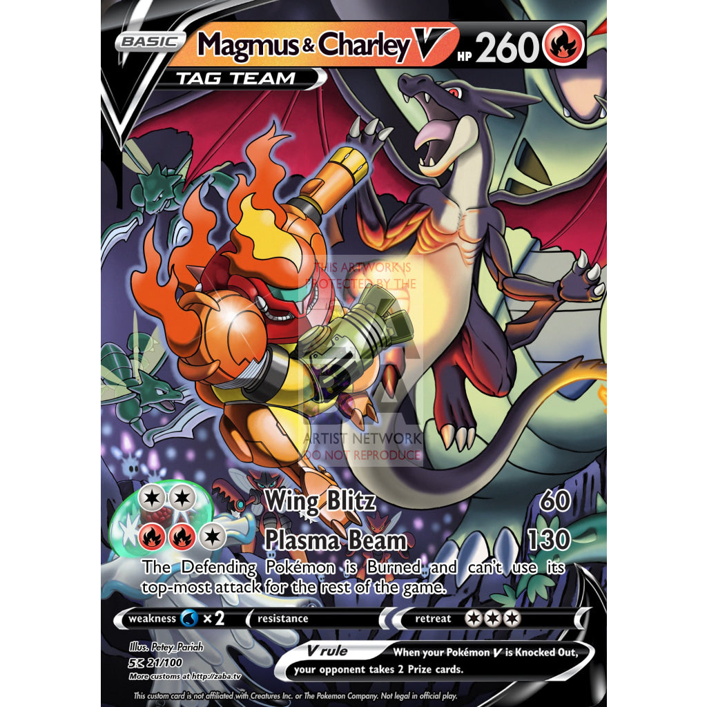 Magmus & Charley V Tag Team Super Metroid x Pokemon Card - ZabaTV