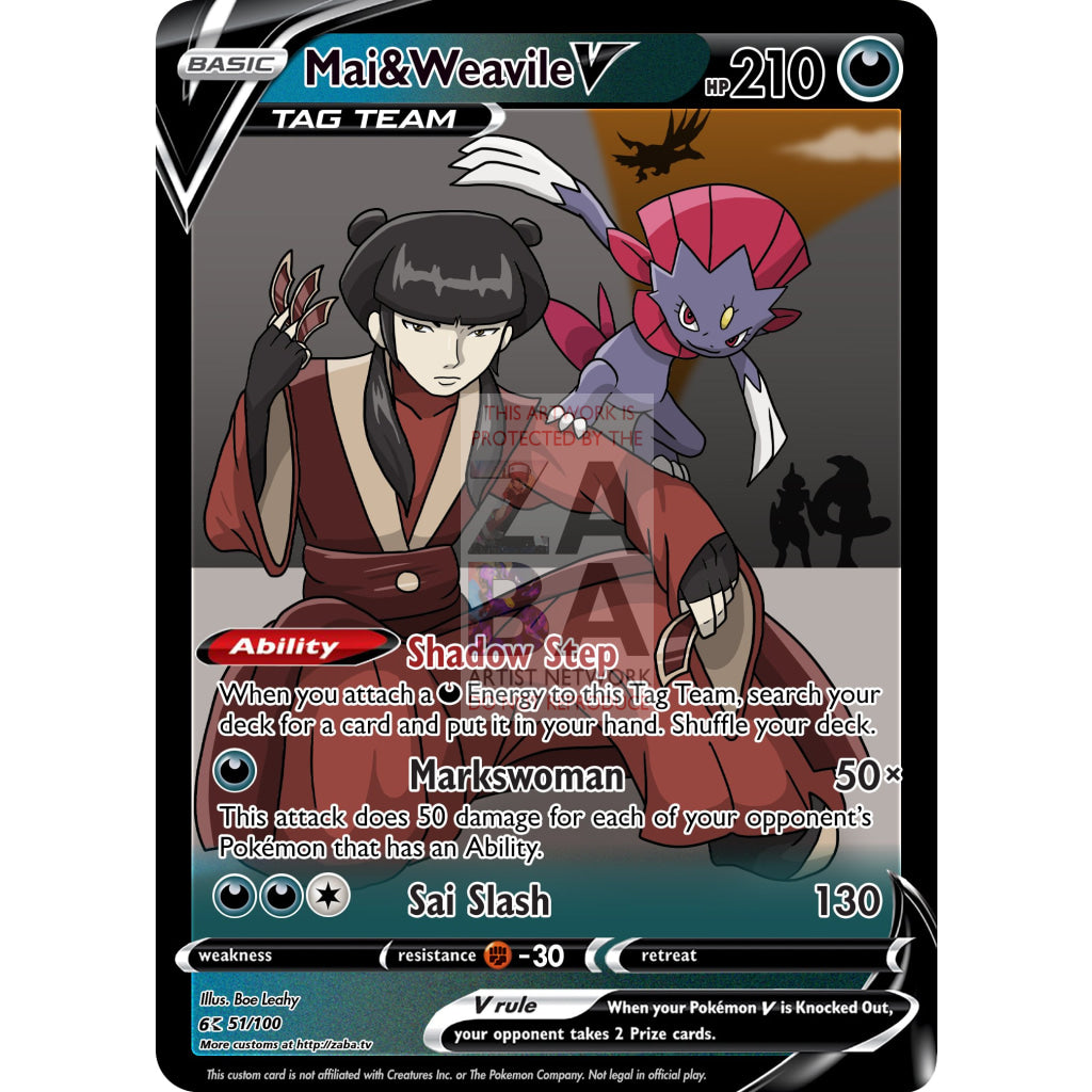Mai & Weavile V Custom ATLA x Pokemon Card - ZabaTV