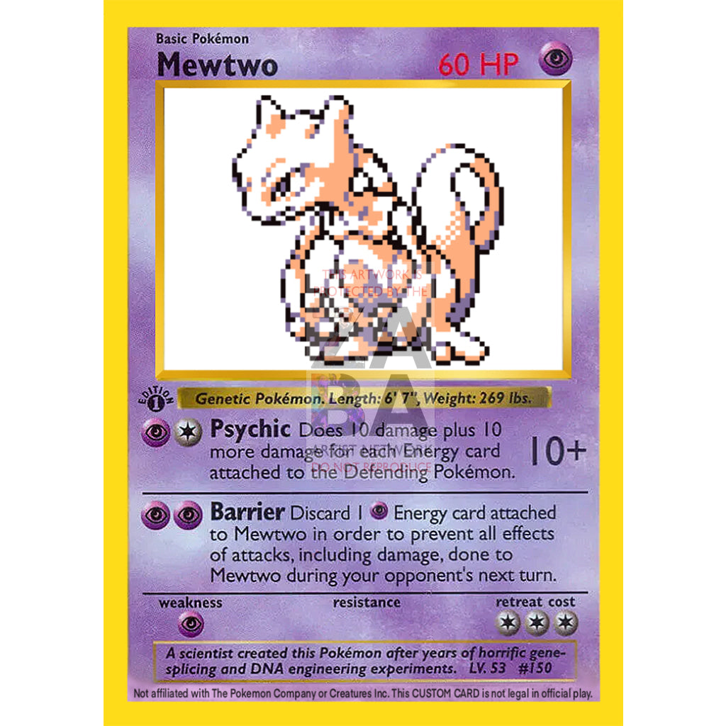 Mewtwo Game Sprite Custom Pokemon Card - ZabaTV