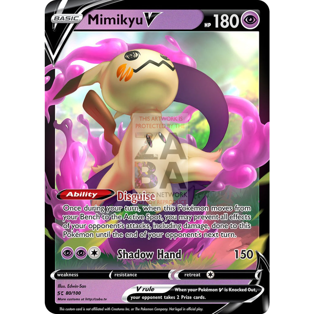 Mimikyu V Custom Pokemon Card Silver Foil