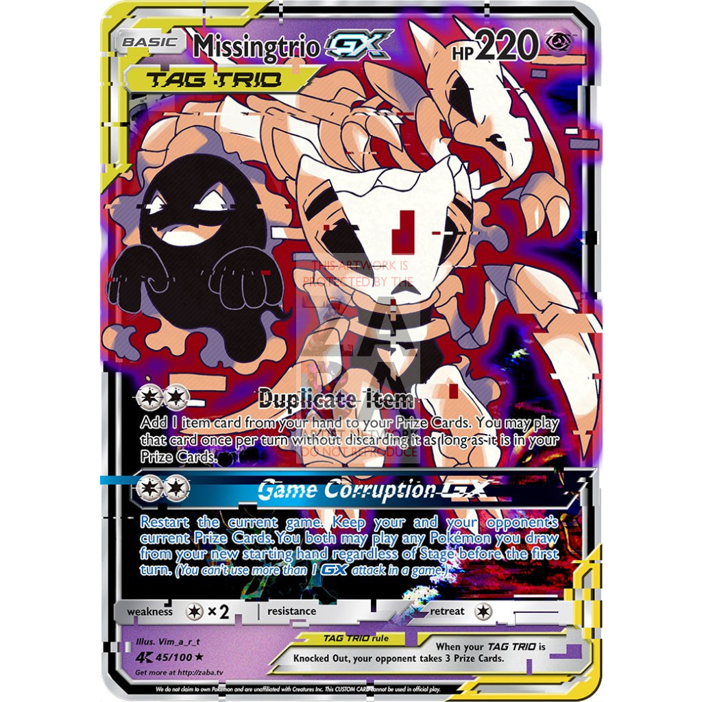 Missingtrio GX (Missingno Tag Team) Custom Pokemon Card - ZabaTV