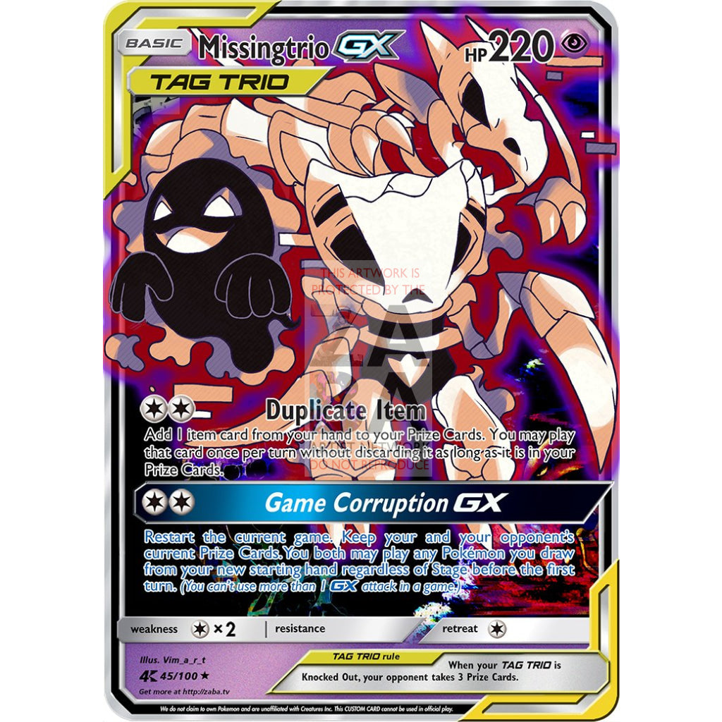 Missingtrio GX (Missingno Tag Team) Custom Pokemon Card - ZabaTV