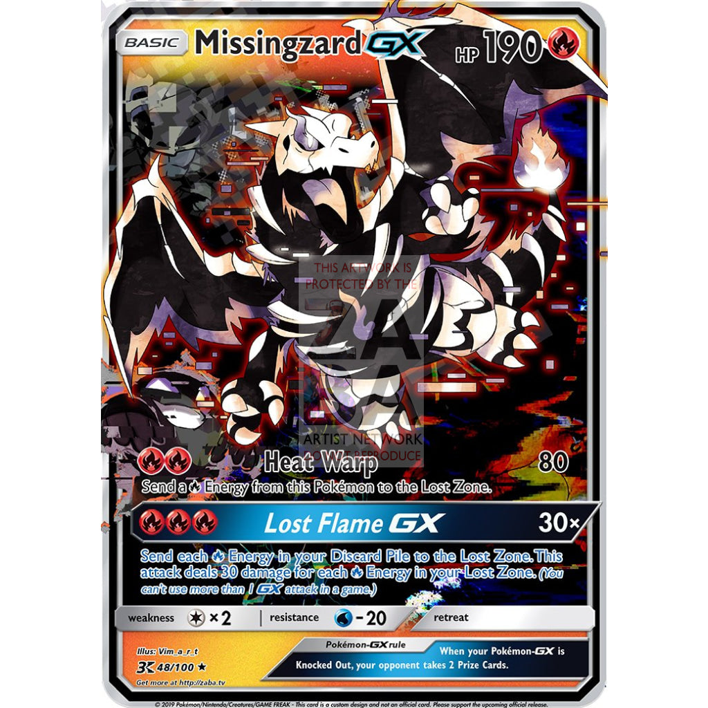 MISSINGZARD GX (Missingno + Charizard) Custom Pokemon Card - ZabaTV