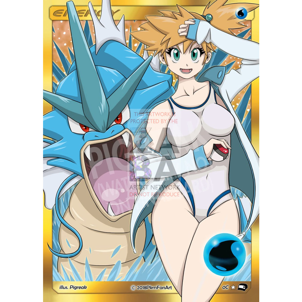 Misty's Gyarados Water Energy PIGREAK Custom Pokemon Card - ZabaTV