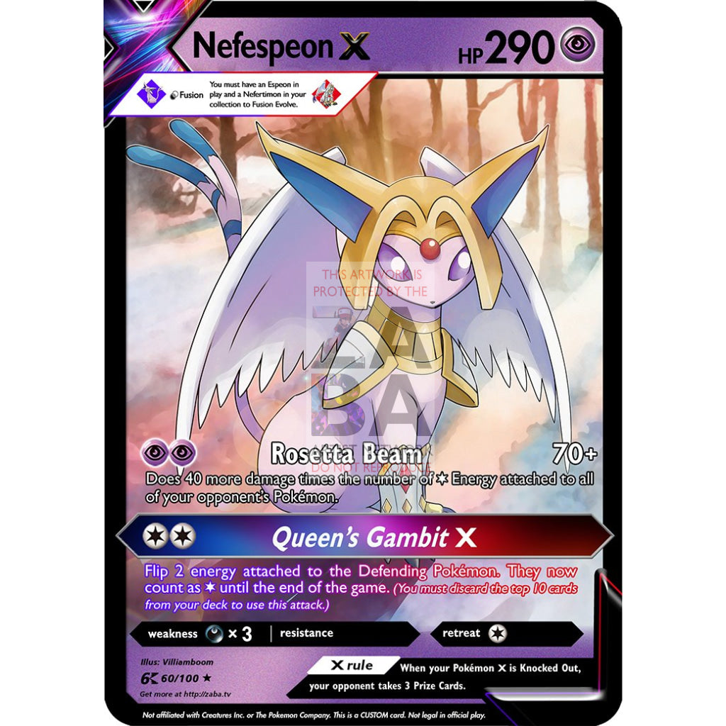 Nefespeon (Nefertimon x Espeon) Custom Pokemon Card - ZabaTV