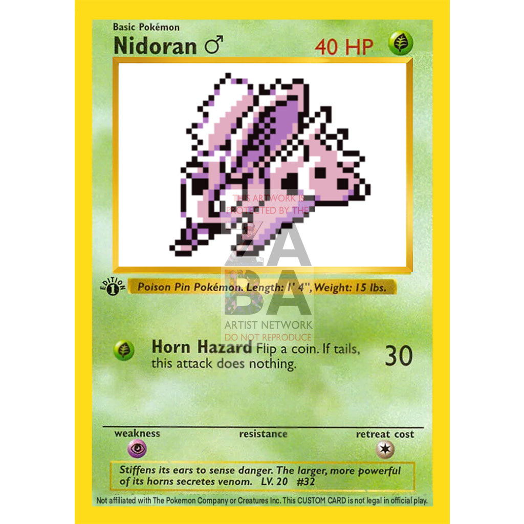 Nidoran♂ Game Sprite Custom Pokemon Card - ZabaTV