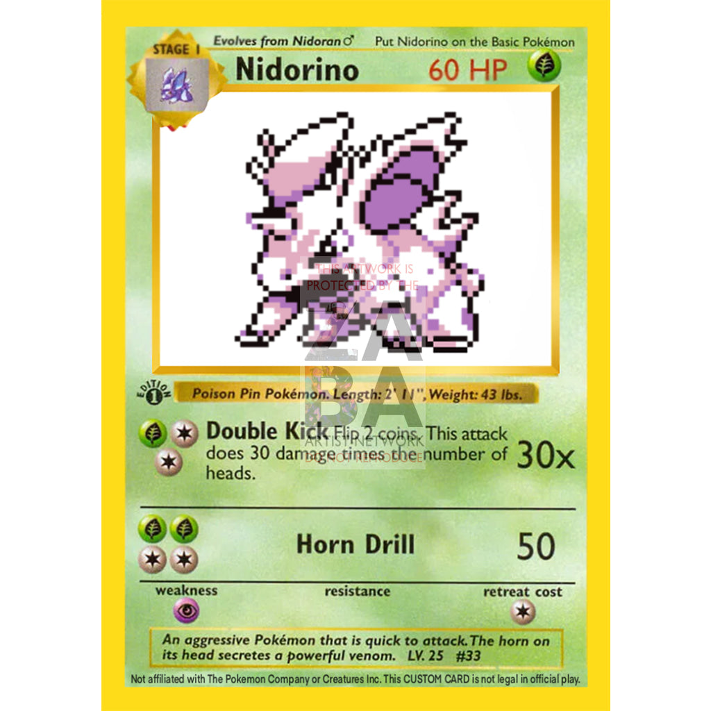 Nidorino Game Sprite Custom Pokemon Card - ZabaTV
