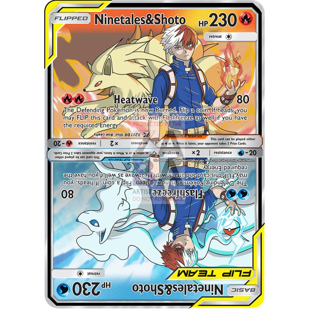 Ninetales & Shoto Flip Custom My Hero Academia X Pokemon Card