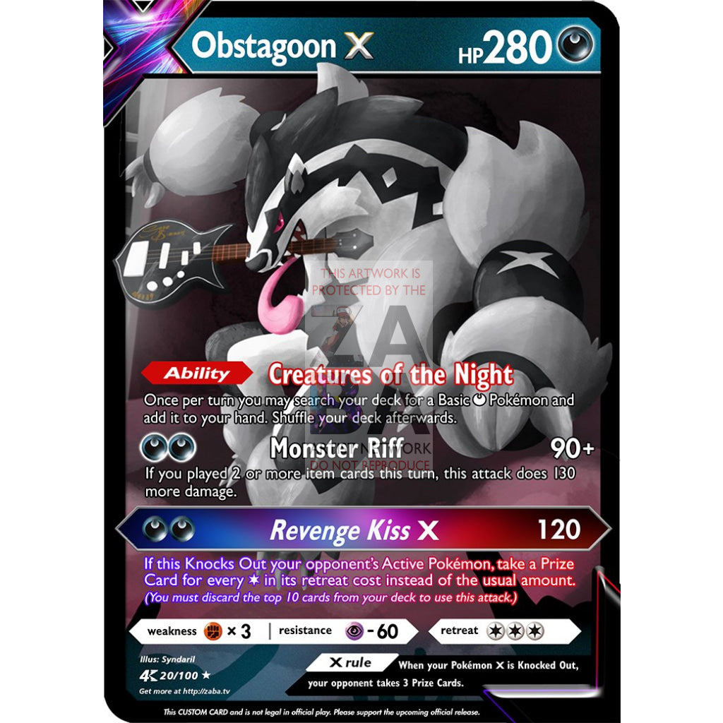 Obstagoon X Custom Pokemon Card - ZabaTV