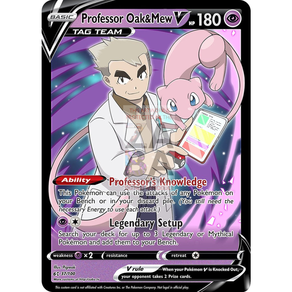 Professor Oak & Mew V Custom Pokemon Card - ZabaTV