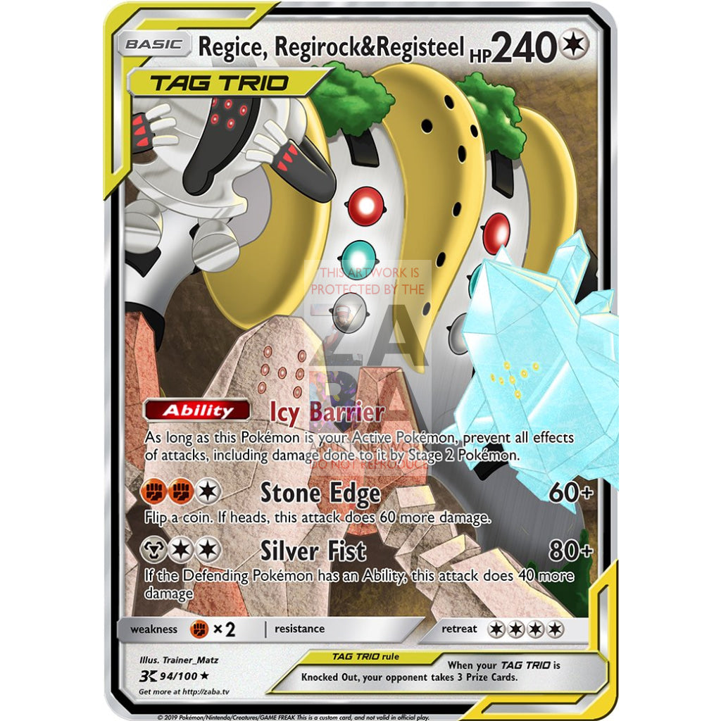 Regice, Regirock & Registeel Tag Trio Custom Pokemon Card - ZabaTV
