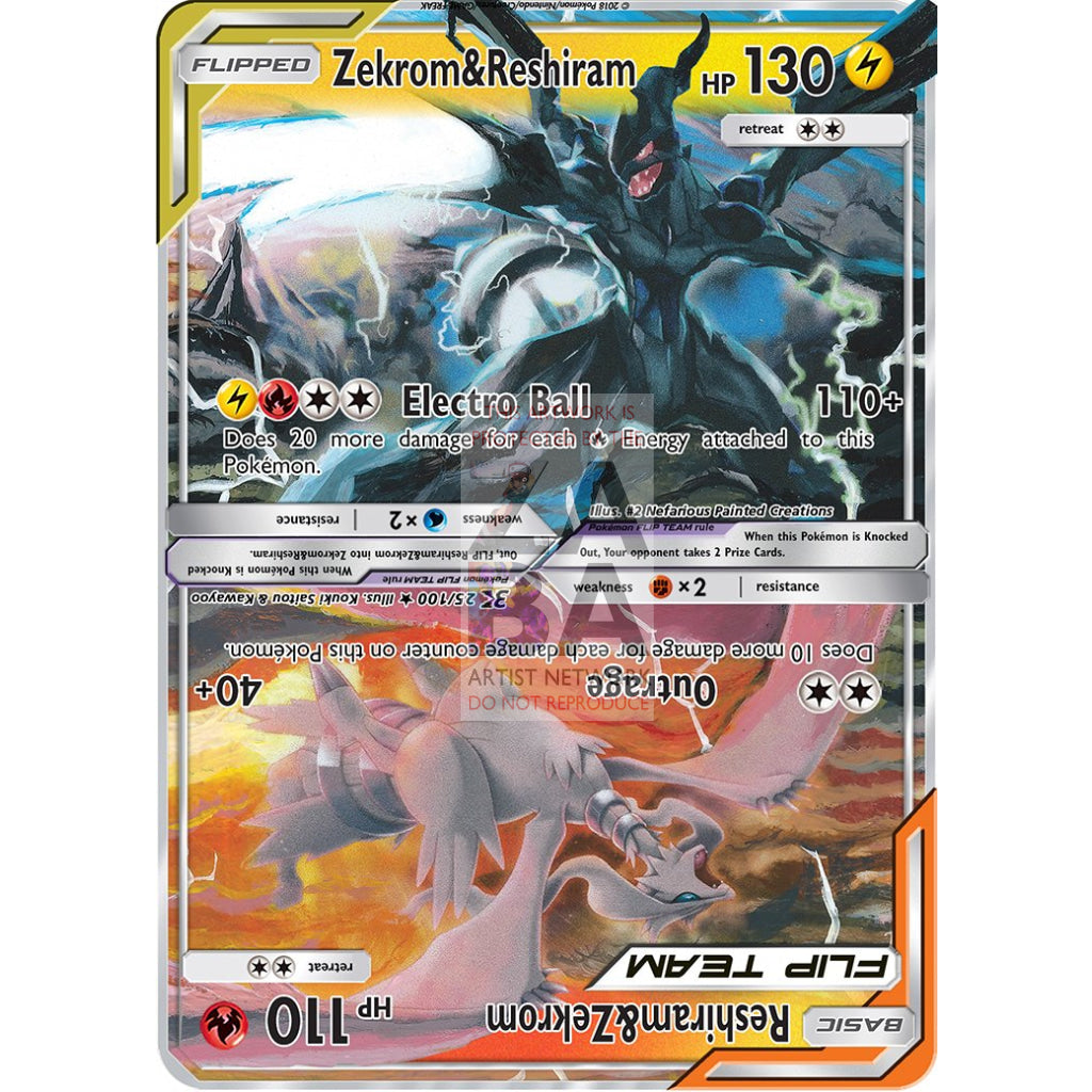 Reshiram&Zekrom FLIP TEAM Custom Pokemon Card - ZabaTV