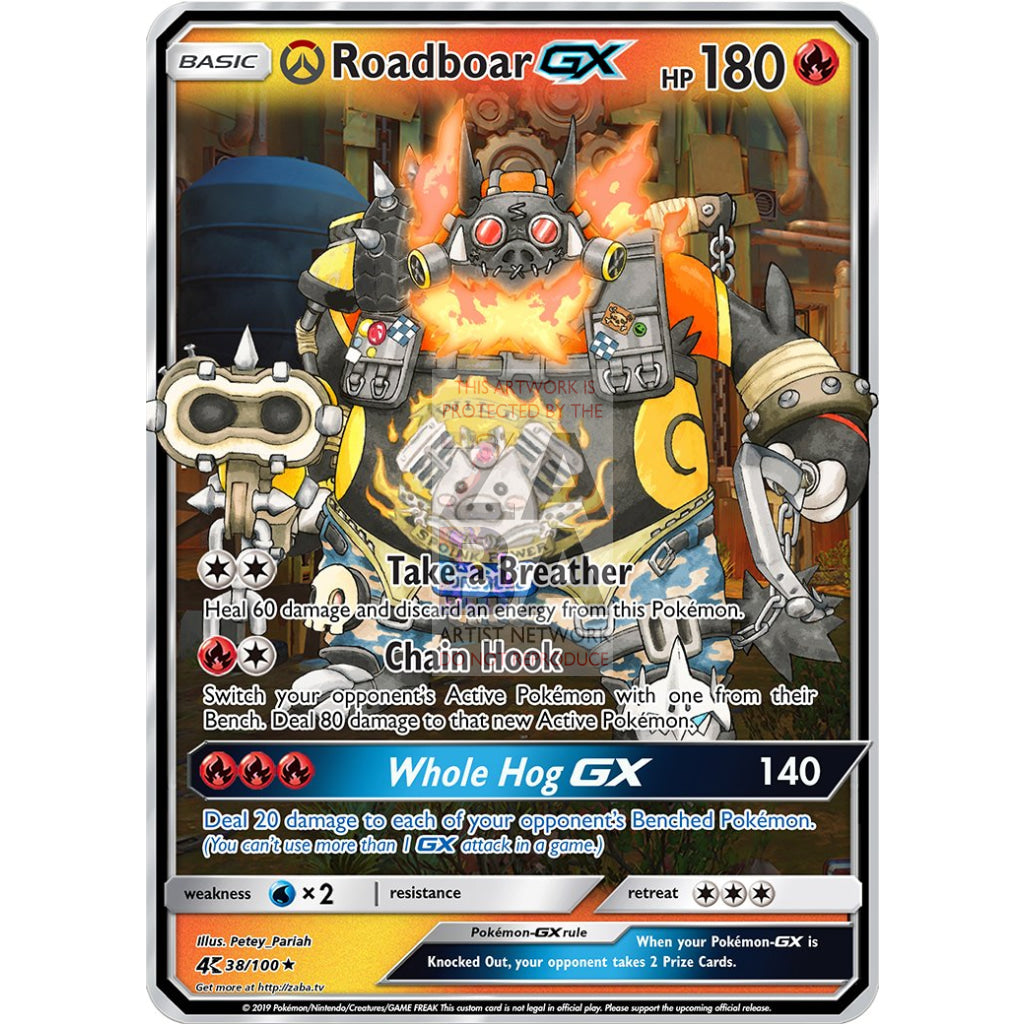 Roadboar GX (Emboar + Roadhog) Custom Overwatch + Pokemon Card - ZabaTV