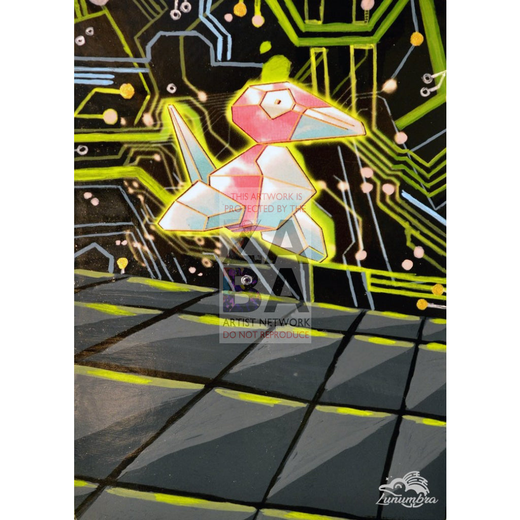 Sabrinas Porygon 98/132 Gym Challenge Extended Art Custom Pokemon Card Textless Silver Holographic