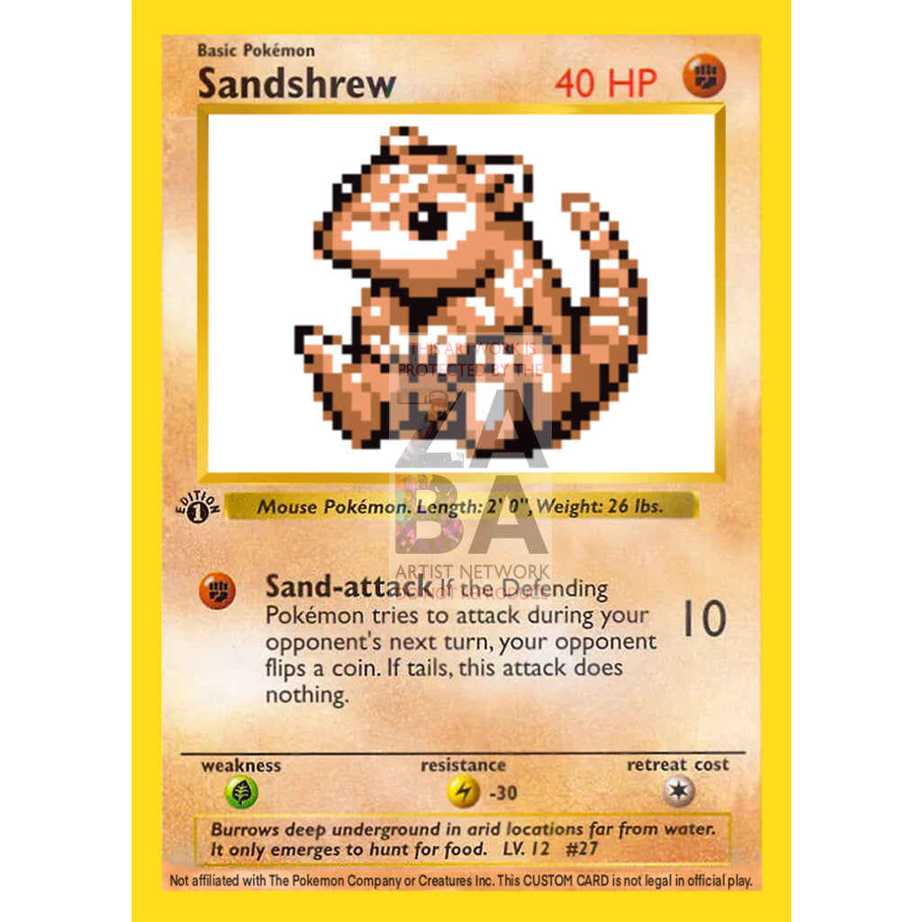Sandshrew Game Sprite Custom Pokemon Card - ZabaTV