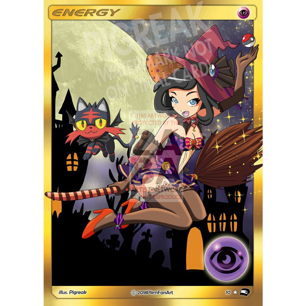 Selene (Halloween) Psychic Energy PIGREAK Custom Pokemon Card - ZabaTV