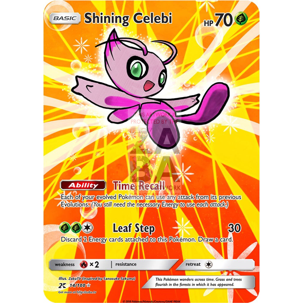 Shining Celebi SM79 Extended Art Custom Pokemon Card - ZabaTV