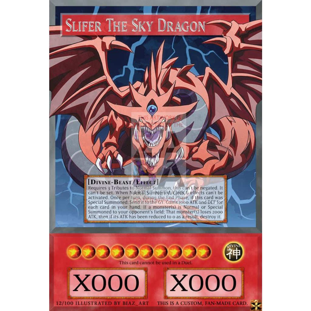 Slifer The Sky Dragon Full Art Orica - Custom Yu-Gi-Oh! Card Silver Foil
