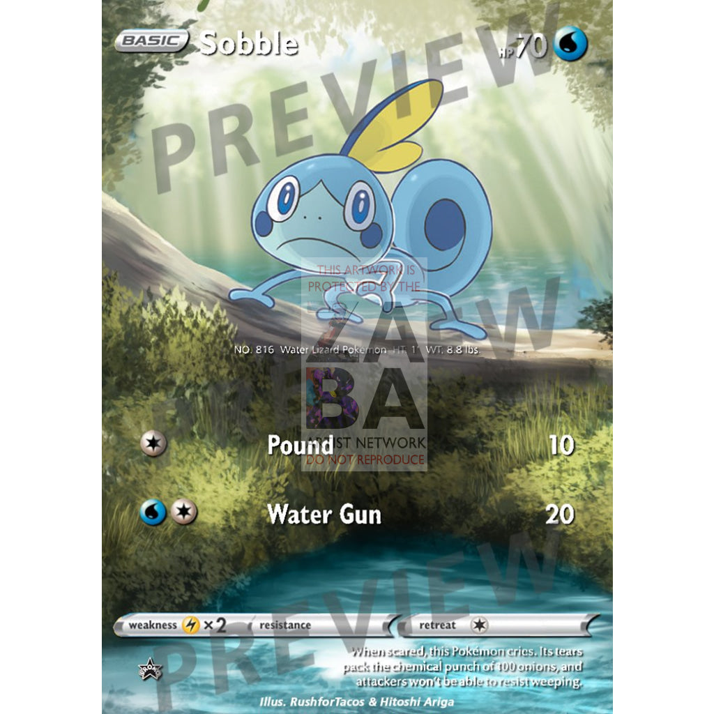 Sobble 55/202 Sword & Shield Extended Art Custom Pokemon Card - ZabaTV