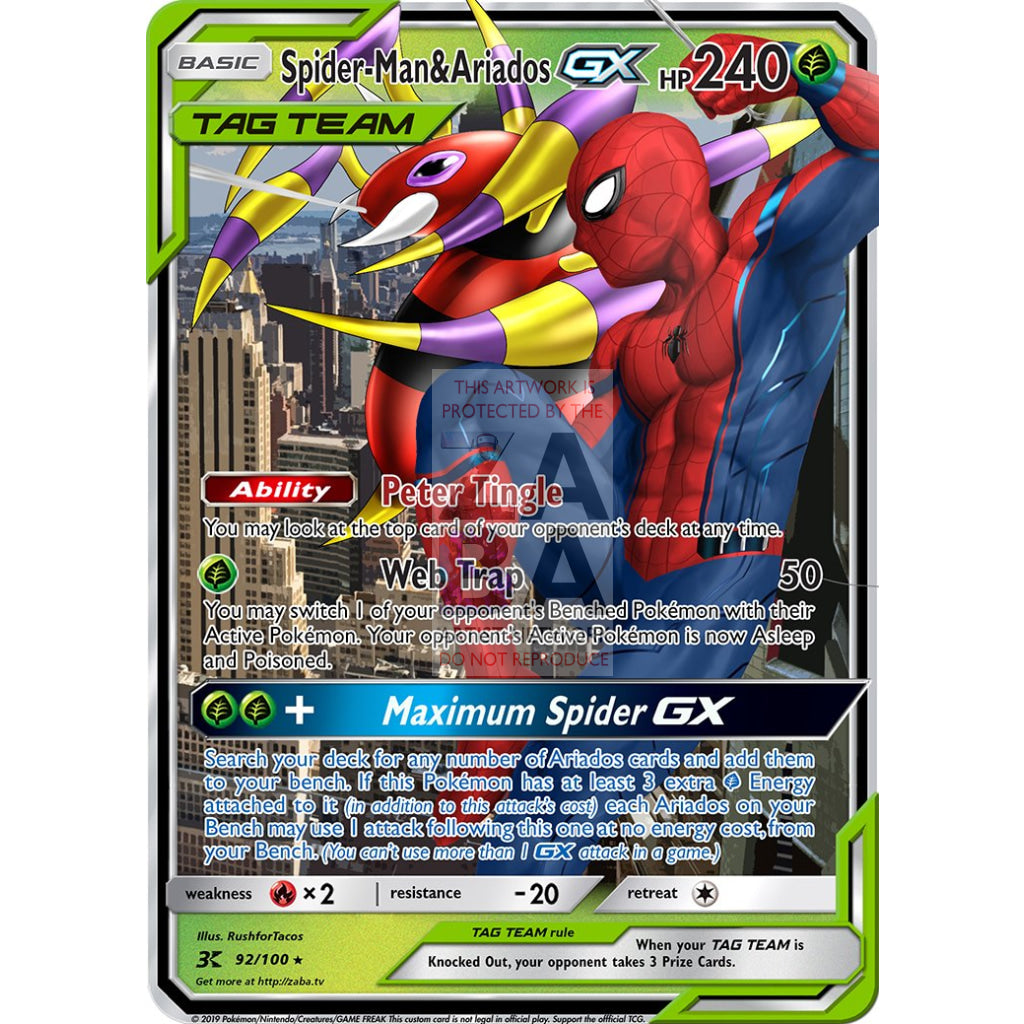 Spider-Man & Ariados GX Custom Pokemon Card - ZabaTV