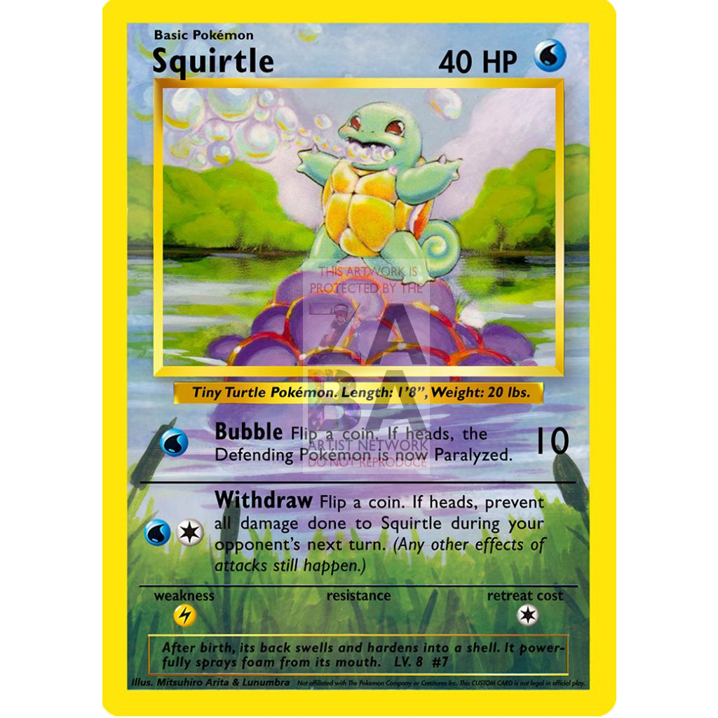 Squirtle 63/102 Base Set (+Text) Extended Art Custom Pokemon Card - ZabaTV