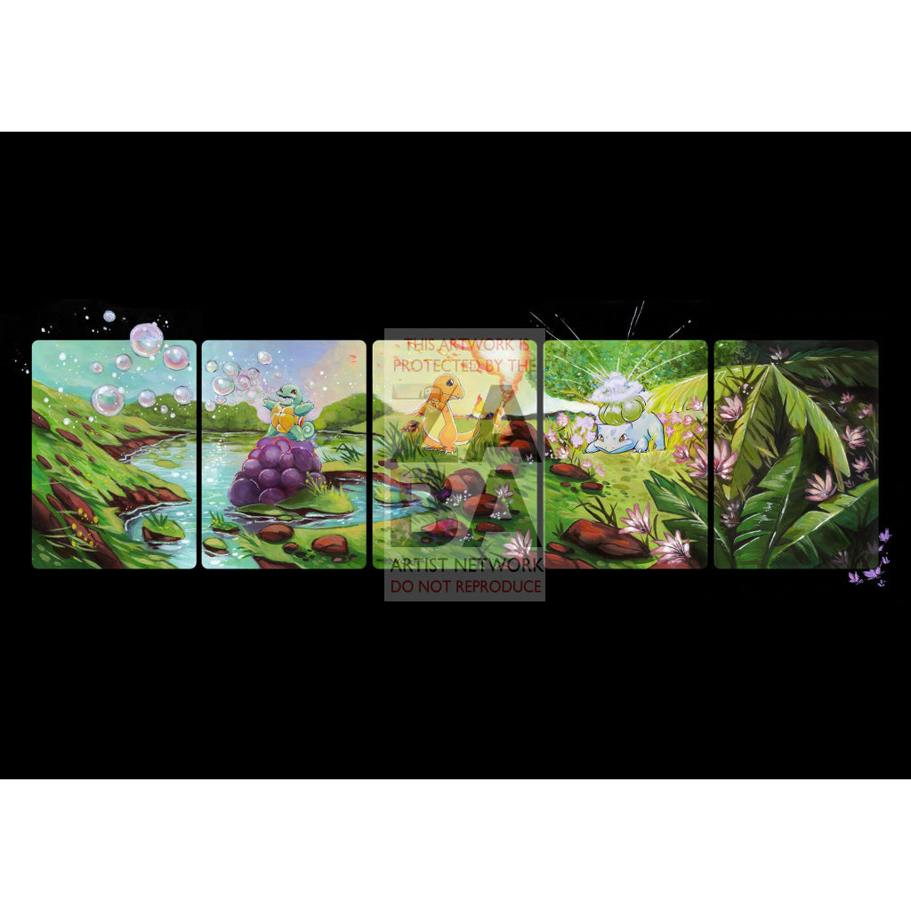 Squirtle, Charmander & Bulbasaur Base Set Extended Art Custom Pokemon Cards - ZabaTV