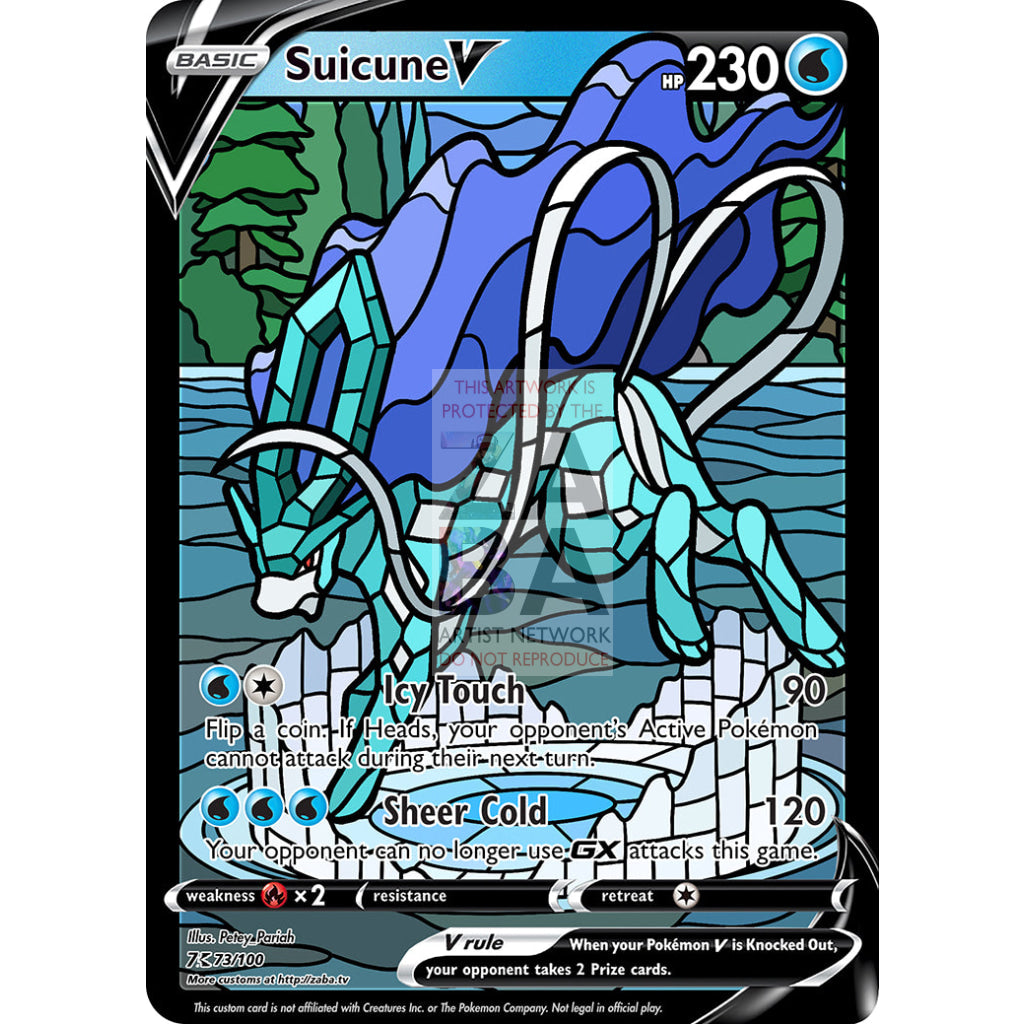 Suicune V Stained-Glass Custom Pokemon Card - ZabaTV
